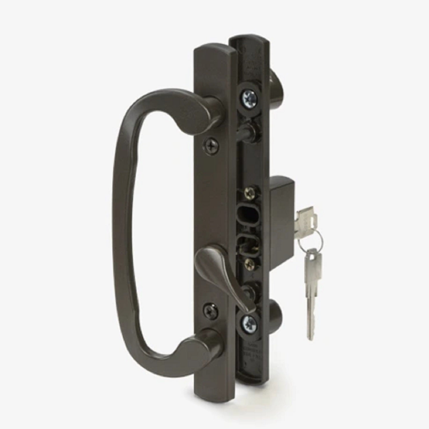 Sliding Door Handle Set, Sash Controls 2265, Keyed Lock, Mortise Type, Fits 3-15/16" Screw Holes, Offset Latch - Garage and Sliding Door Hardware